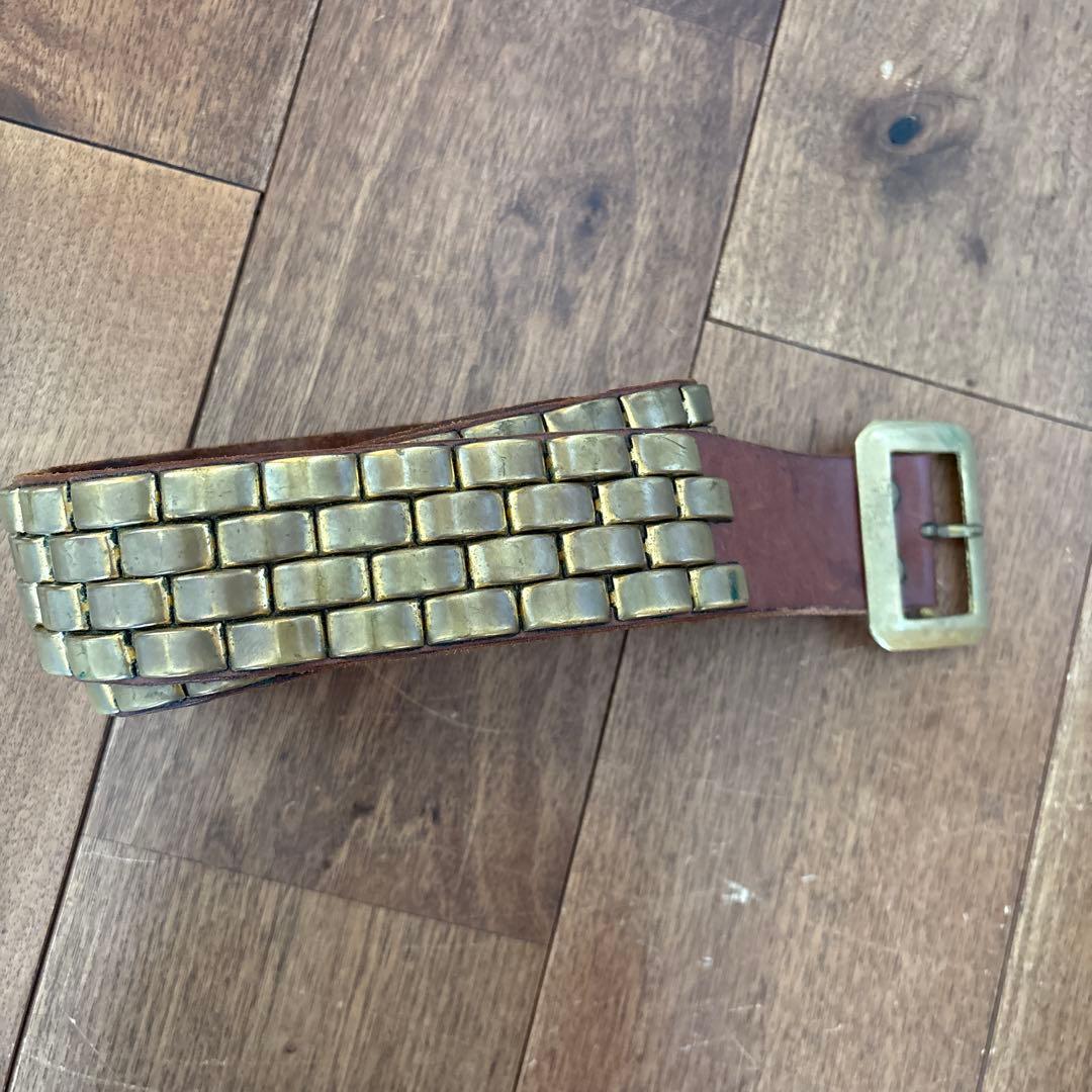 レザー製メタリックチェーン風ベルト