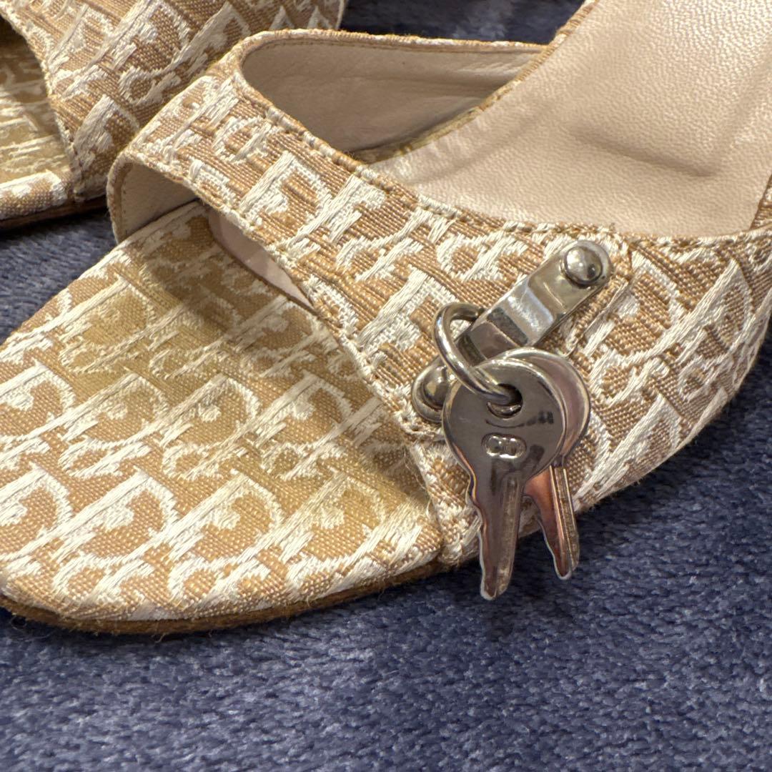 Dior ディオール ミュール 南京錠 鍵 チャーム トロッター 茶色 35.5