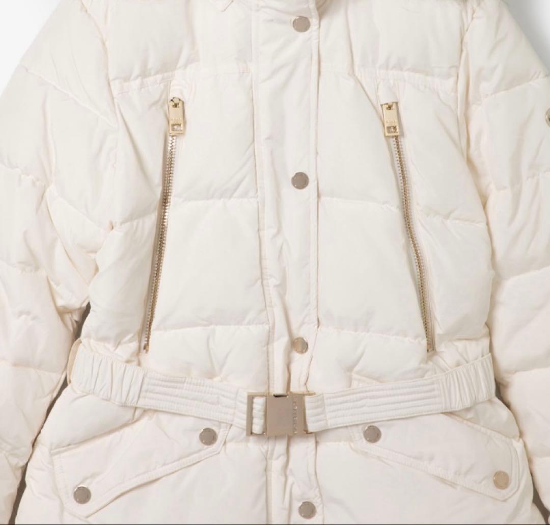 限定価格！新品タグ付きMICHAEL KORS白ダウン S ファー付ベルテッド