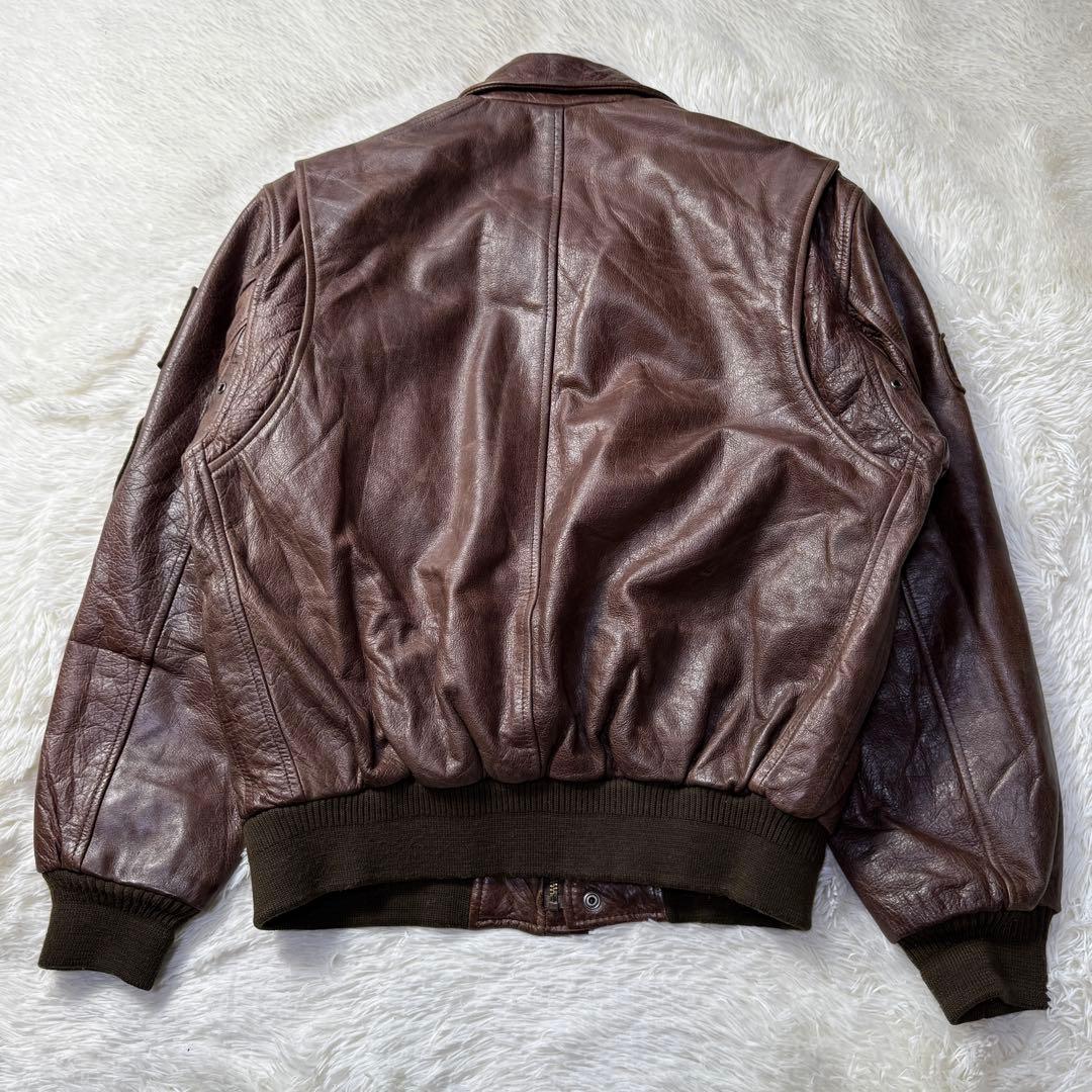 【90s】FREEDOM A-2フライトジャケット 牛革 ワッペン トップガン