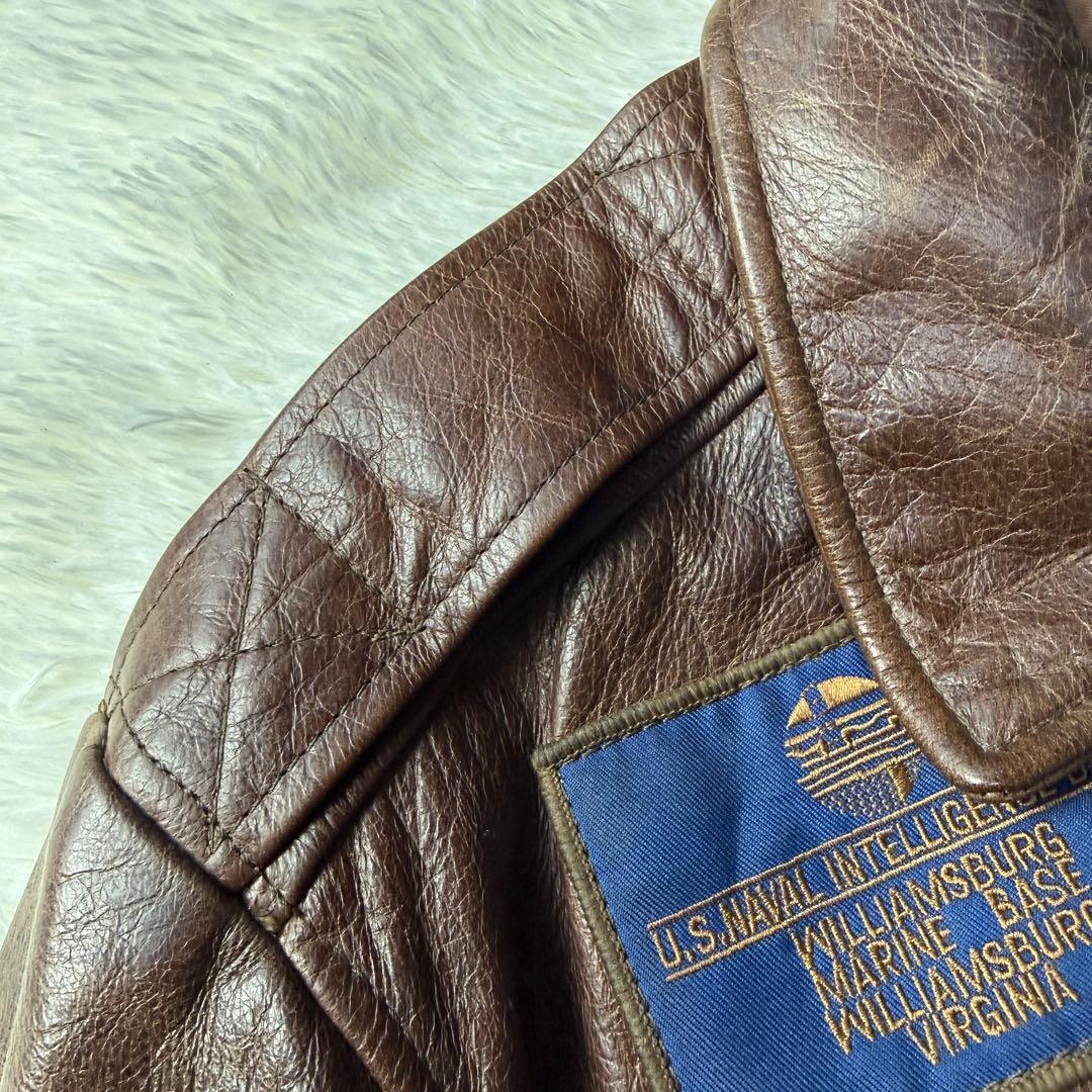【90s】FREEDOM A-2フライトジャケット 牛革 ワッペン トップガン
