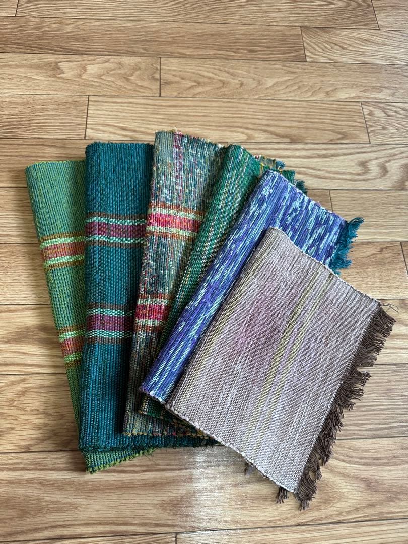 さき織　テーブルセンター6枚セット　ハンドメイド