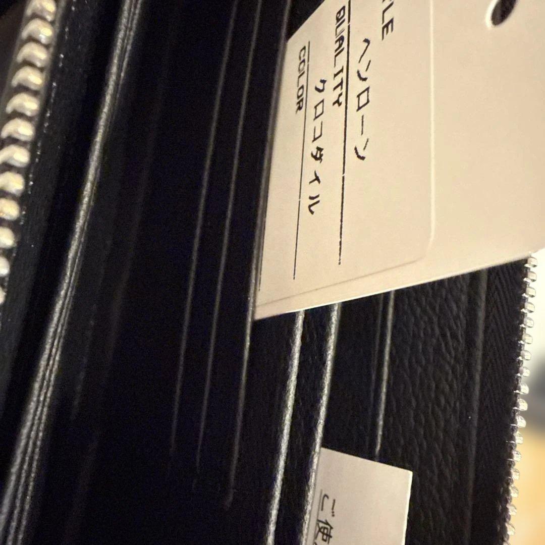パピ さん専用新品　黒 シャイニングクロコダイルＬ型ファスナー長財布
