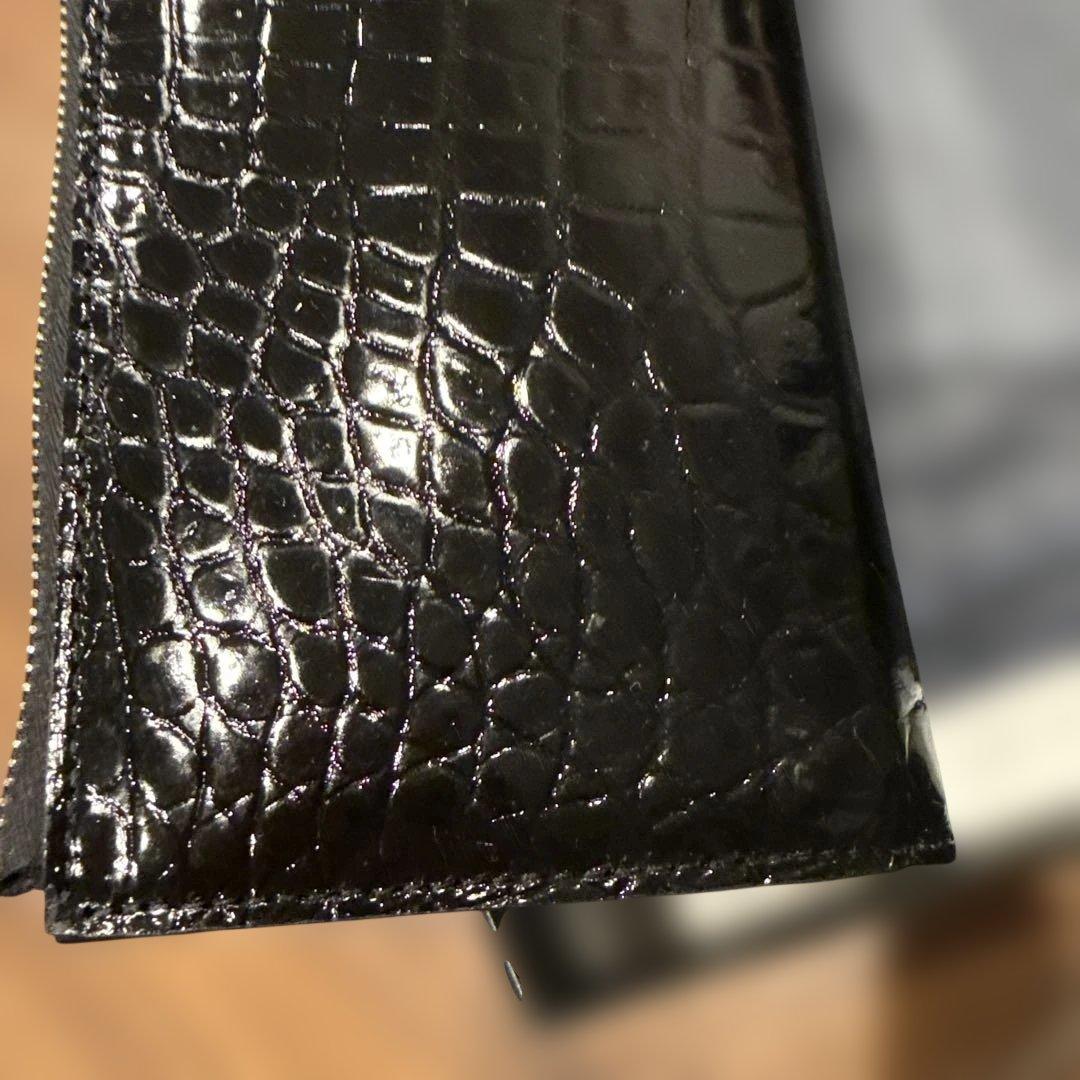 パピ さん専用新品　黒 シャイニングクロコダイルＬ型ファスナー長財布