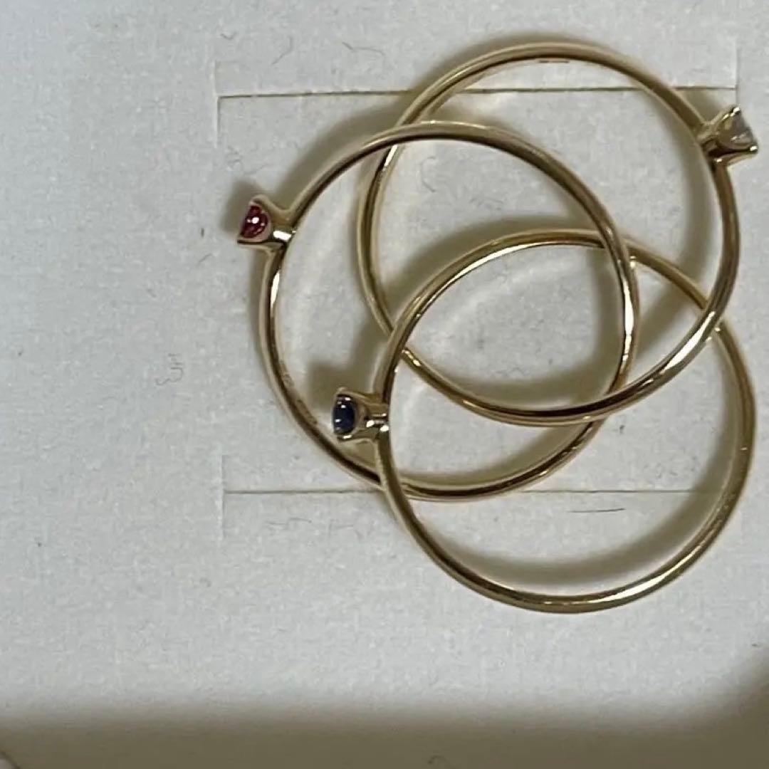 4℃ K 18金色石マルチ3連リング　8号