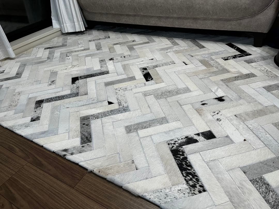 北欧モダン 手工パッチワーク牛革カーペット 160×230cm