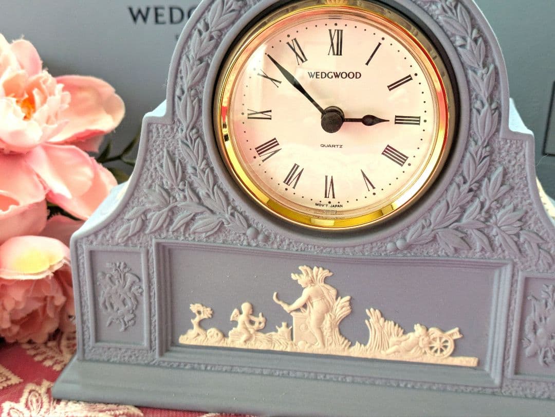 お値下げ✾ジャスパーペールブルー✾マントルクロック＆トレイ置時計