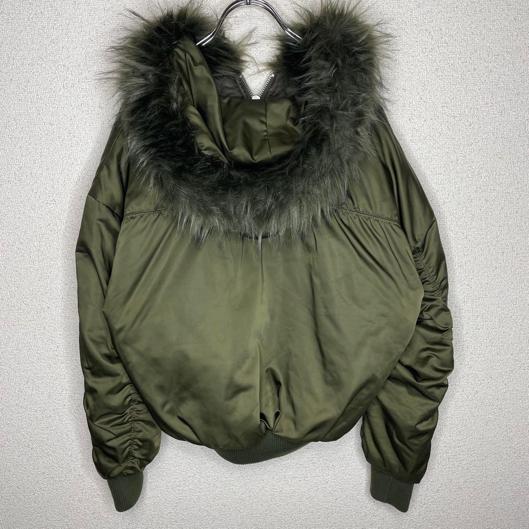 N2B 短丈 ダウン モス カーキ ファー 00s 平成 フライトジャケット