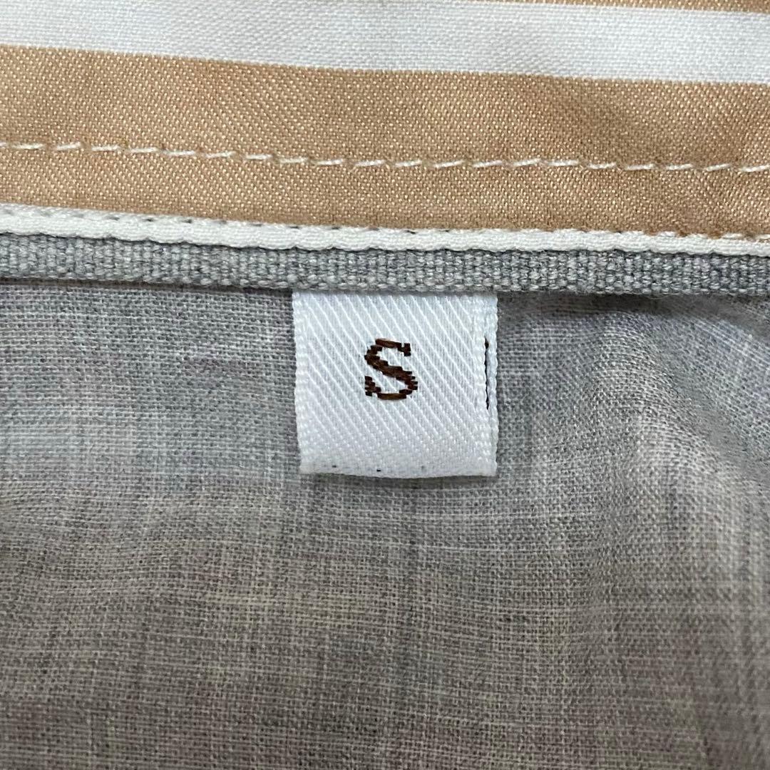 ブルネロクチネリ ストライプシャツ スリムフィット ライトブラウン コットン S