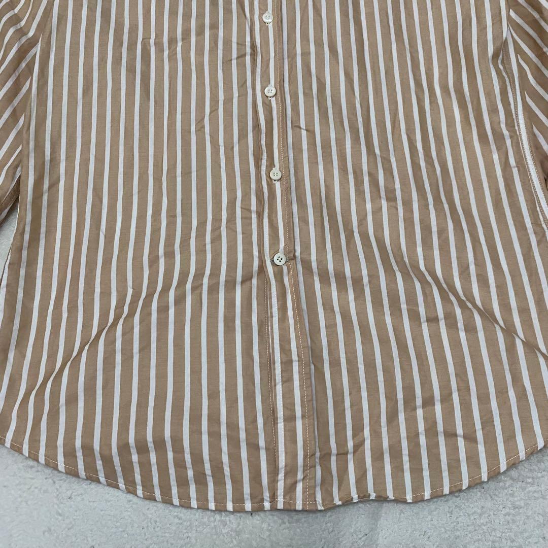 ブルネロクチネリ ストライプシャツ スリムフィット ライトブラウン コットン S