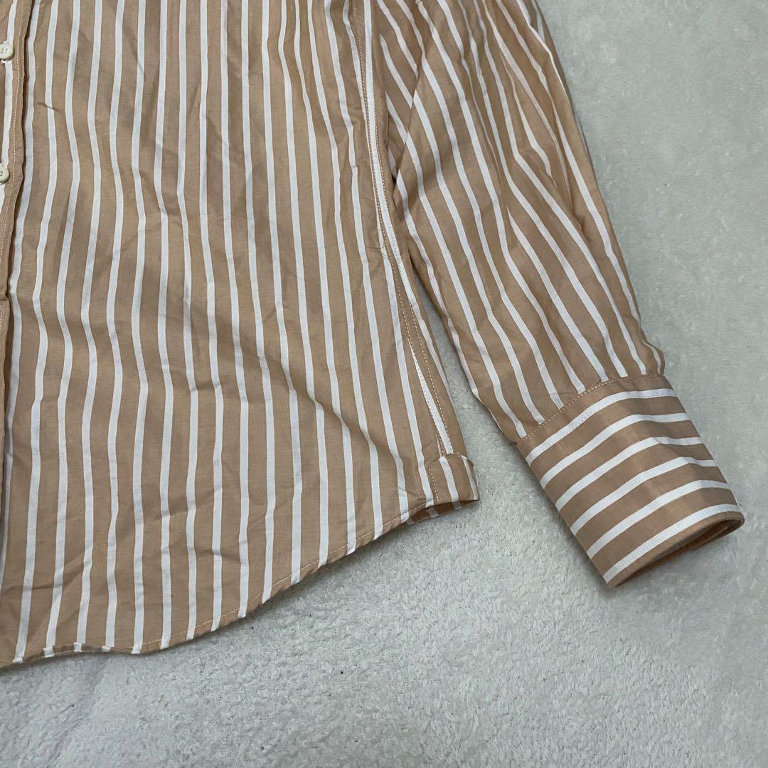 ブルネロクチネリ ストライプシャツ スリムフィット ライトブラウン コットン S