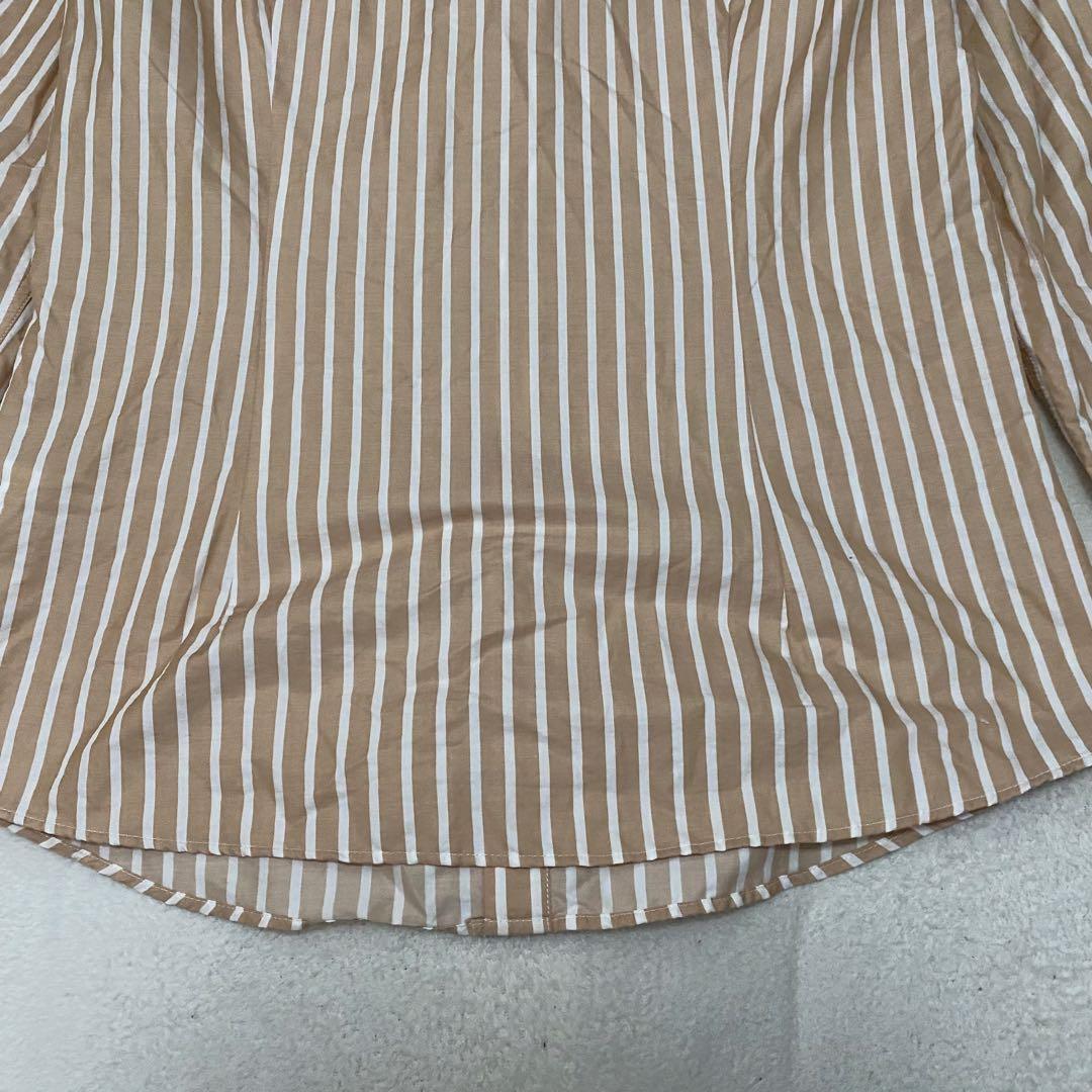 ブルネロクチネリ ストライプシャツ スリムフィット ライトブラウン コットン S