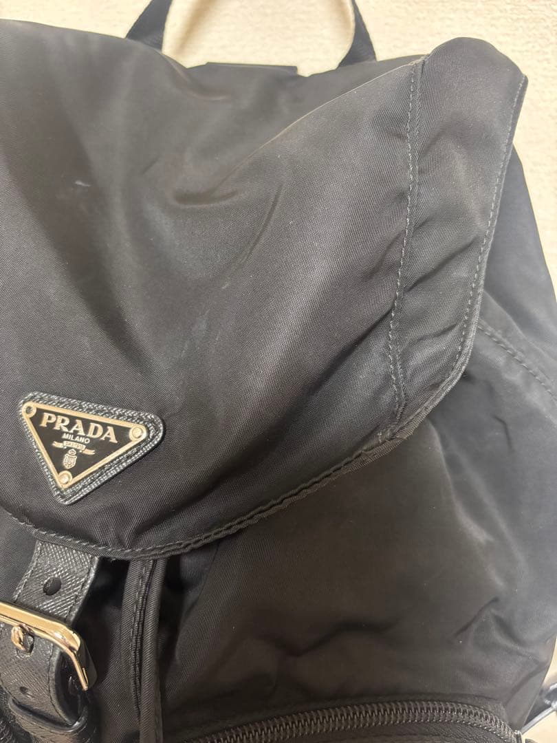 【美品】PRADA プラダ リュック ブラック ナイロン 三角ロゴ　レディース