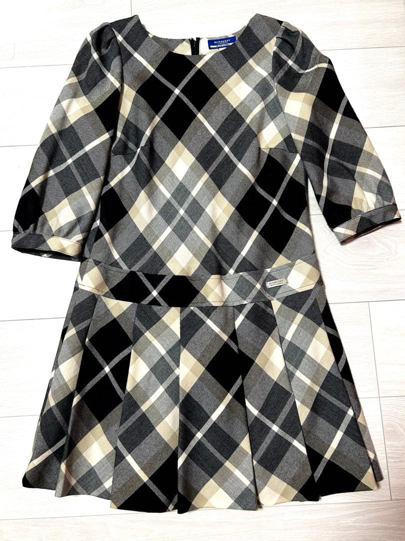 美品BURBERRYノバチェック ウール ワンピース 七分袖 36 色違い2点