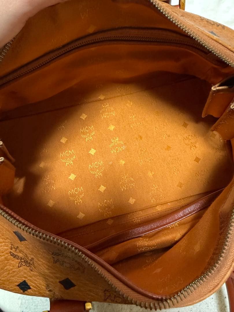 MCM ブラウンレザーボストンバッグ 5091B