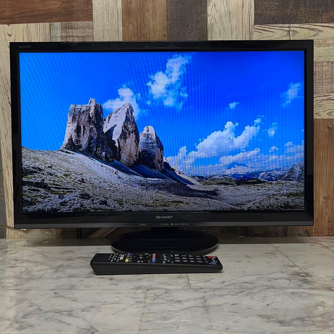 即日受渡❣️全国送料込シャープ24型テレビ裏番組録画可Wチューナー新品リモコン付