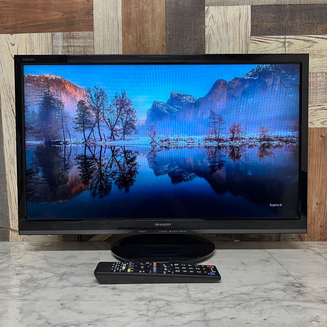 即日受渡❣️全国送料込シャープ24型テレビ裏番組録画可Wチューナー新品リモコン付
