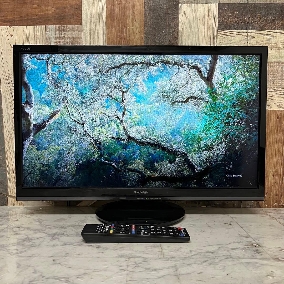 即日受渡❣️全国送料込シャープ24型テレビ裏番組録画可Wチューナー新品リモコン付