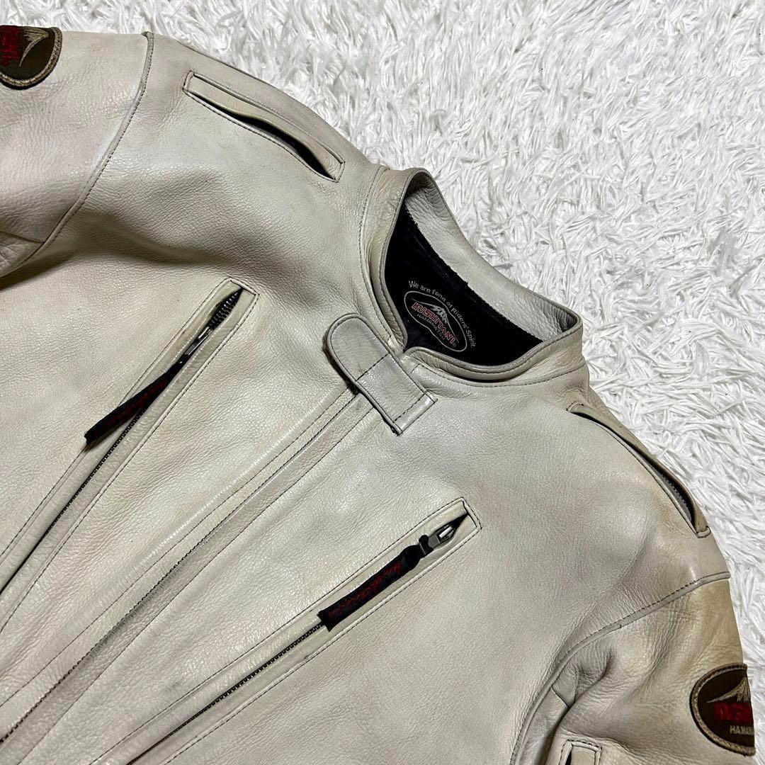 【希少】クシタニ レザージャケット アイボリー パッド シングルライダース