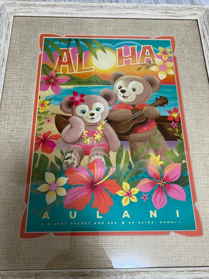ディズニー アートピクチャー プリント　アウラニ ダッフィー＆シェリーメイ　枠有