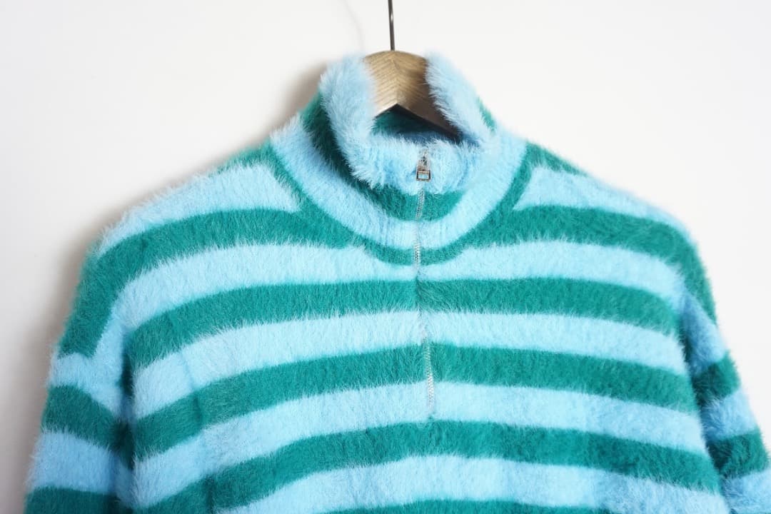 美品SUNNEI スンネイ ハーフジップ ニット セーター ボーダー 119P▲