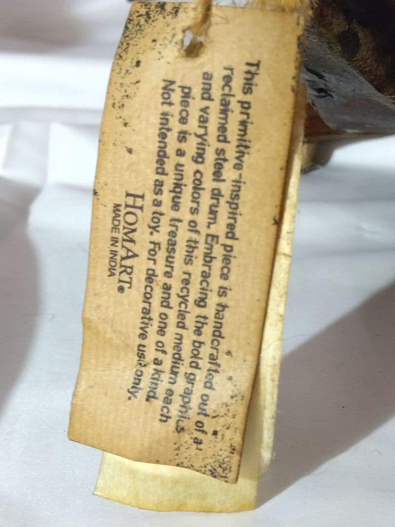 Art　クジラ　ブリキオブジェ　木製台付き　インド製