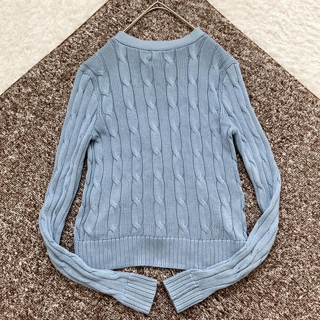 極美品✨ポロラルフローレン カーディガン ポニー刺繍 ケーブルニット 水色 現行