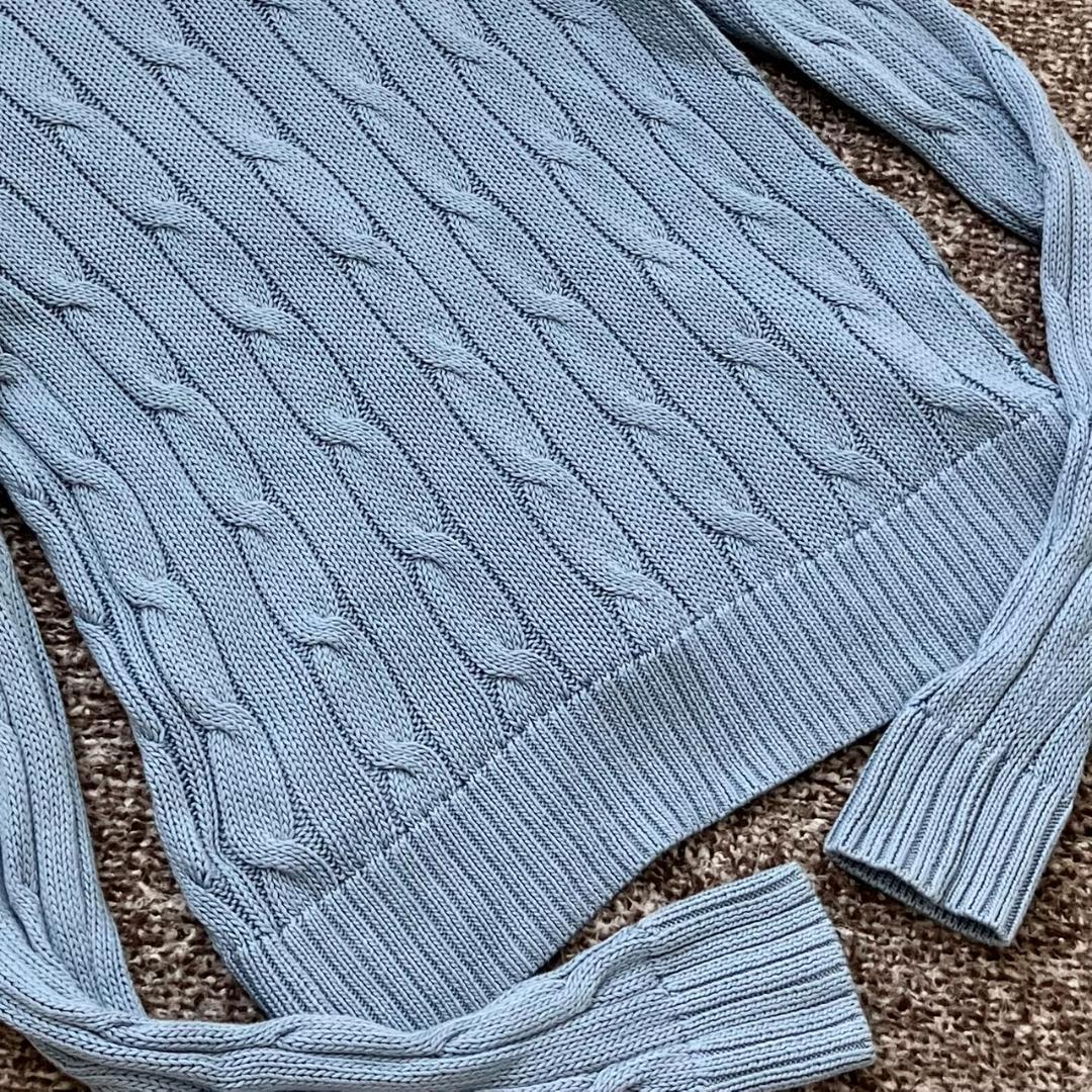 極美品✨ポロラルフローレン カーディガン ポニー刺繍 ケーブルニット 水色 現行