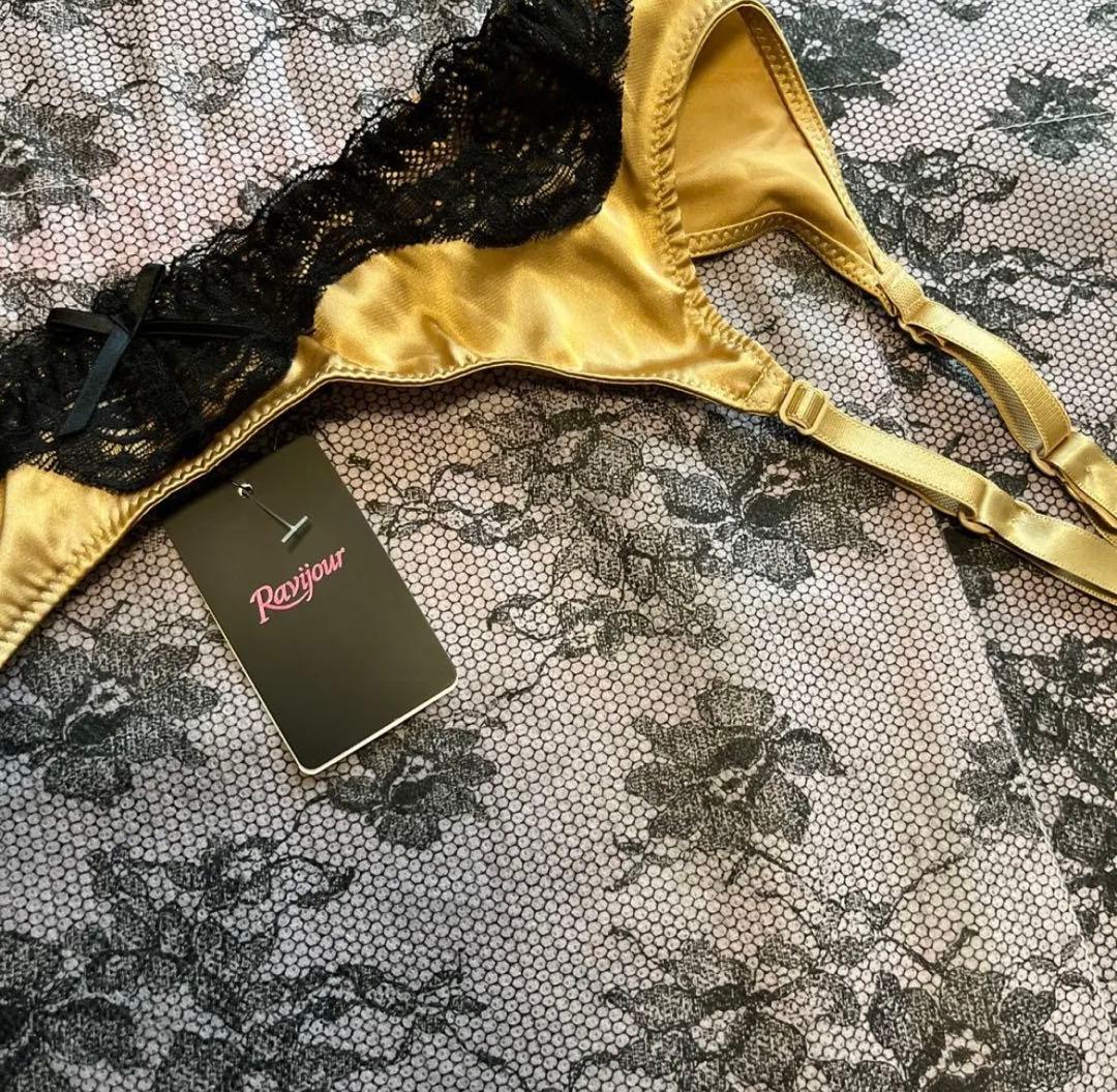 ☆Ravijour☆廃盤デザイン☆GOLDブラックレース☆ガーター☆フリーサイズ