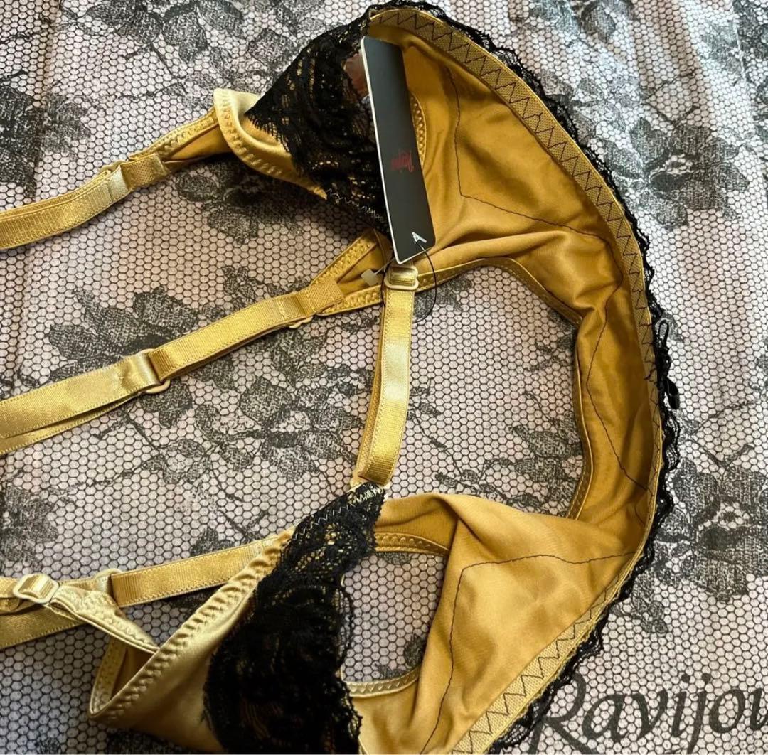 ☆Ravijour☆廃盤デザイン☆GOLDブラックレース☆ガーター☆フリーサイズ