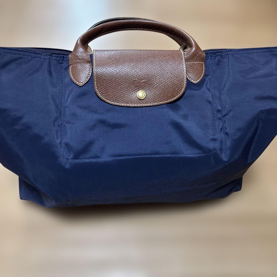 ロンシャンネイビー ボストンバッグ 大容量