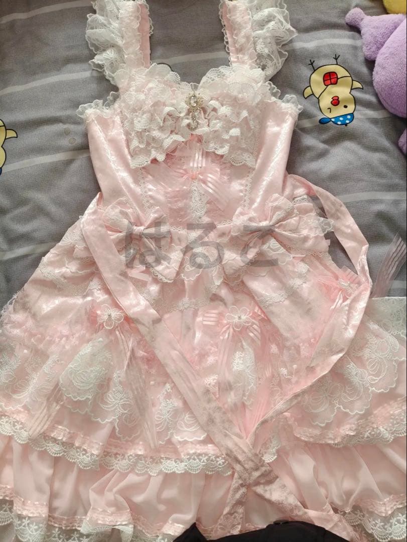 【月下桜頌】ピンク ゴスロリ・ロリータドレス 甘ロリ　ロリィタJSK お姫様