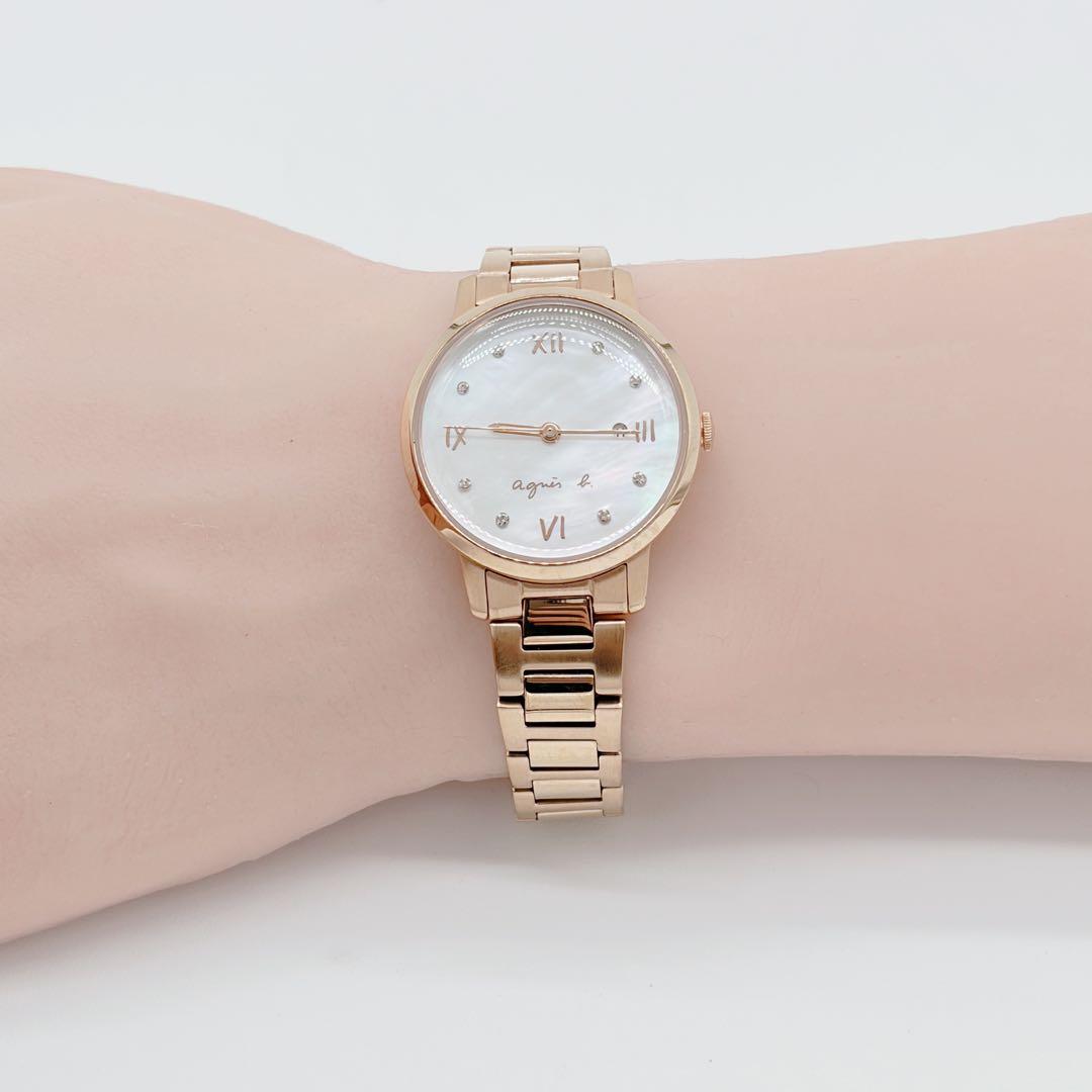 アニエスベー 腕時計 レディース 白蝶貝 ピンクゴールド クリスタル マルチェロ