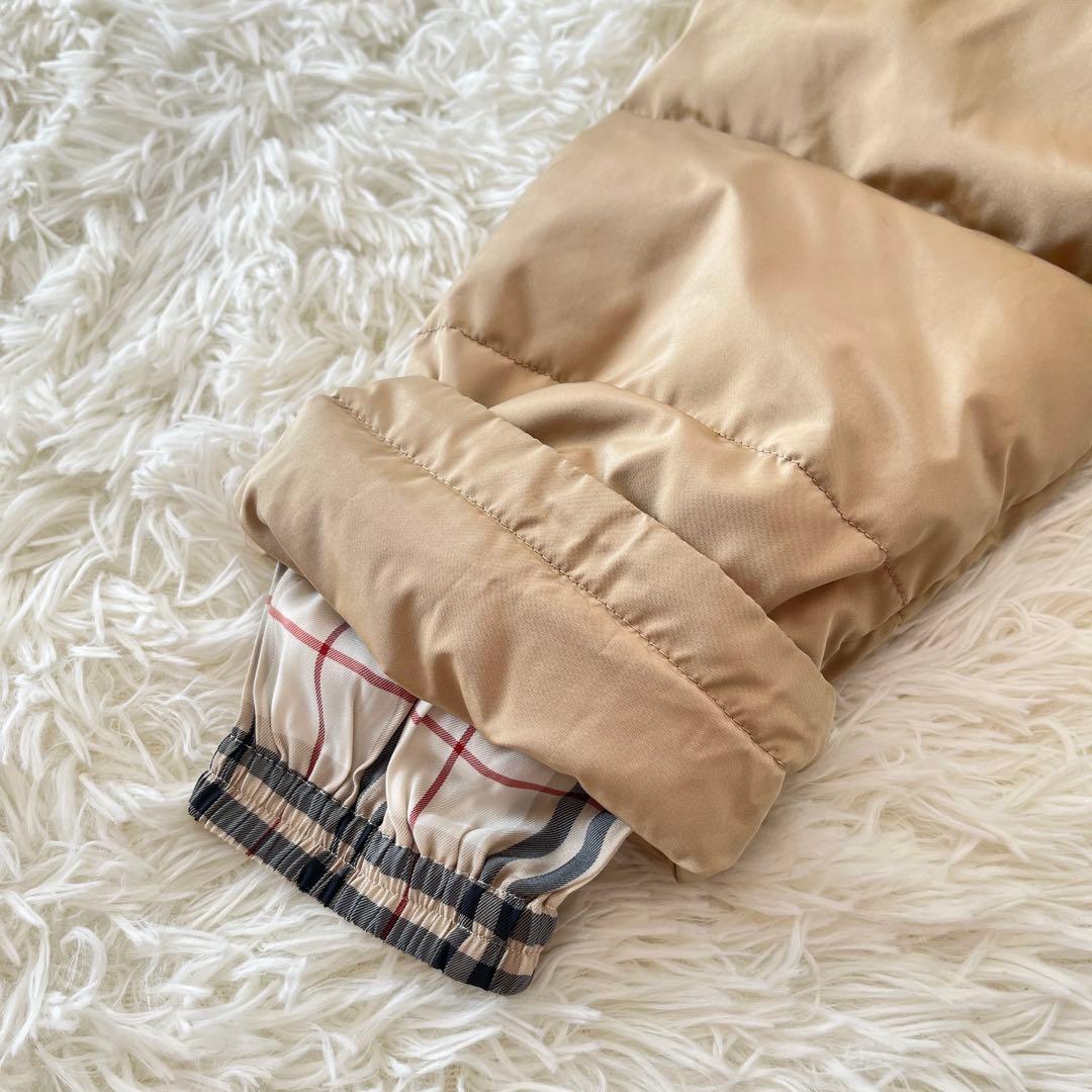 イタリア生地　バーバリー　ダウンジャケット　ノバチェック　フード　ベージュ