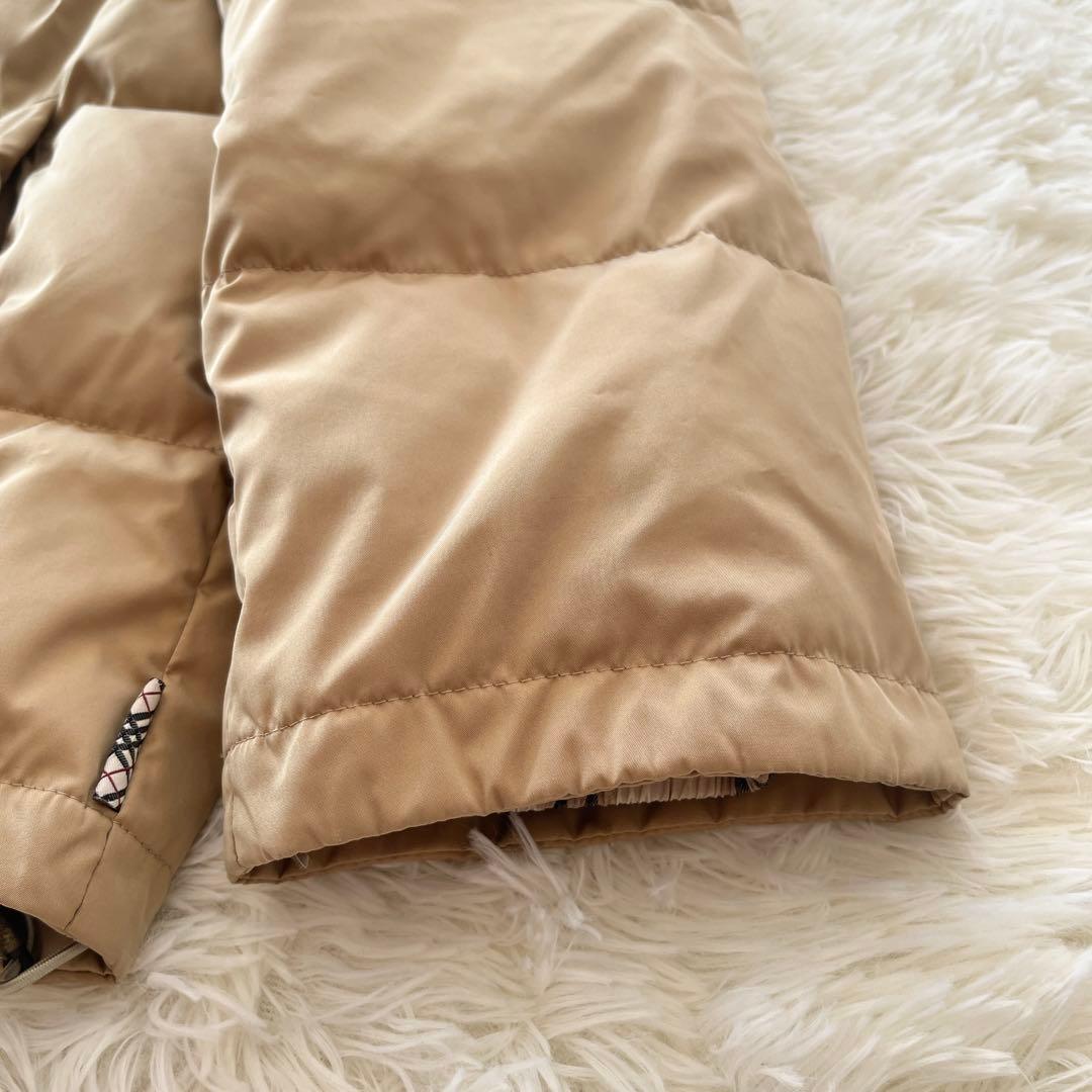 イタリア生地　バーバリー　ダウンジャケット　ノバチェック　フード　ベージュ