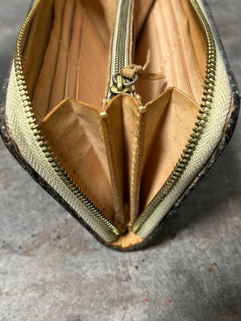 オールドポイント ラウンドファスナー ウォレット レザー ラグ チマヨ 長財布