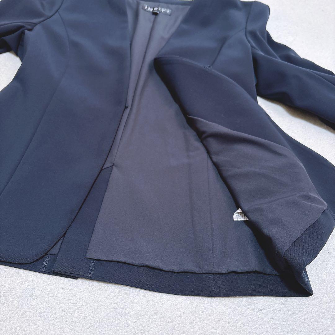 ゆに【インディヴィ】美品 ノーカラー パンツスーツ フォーマル