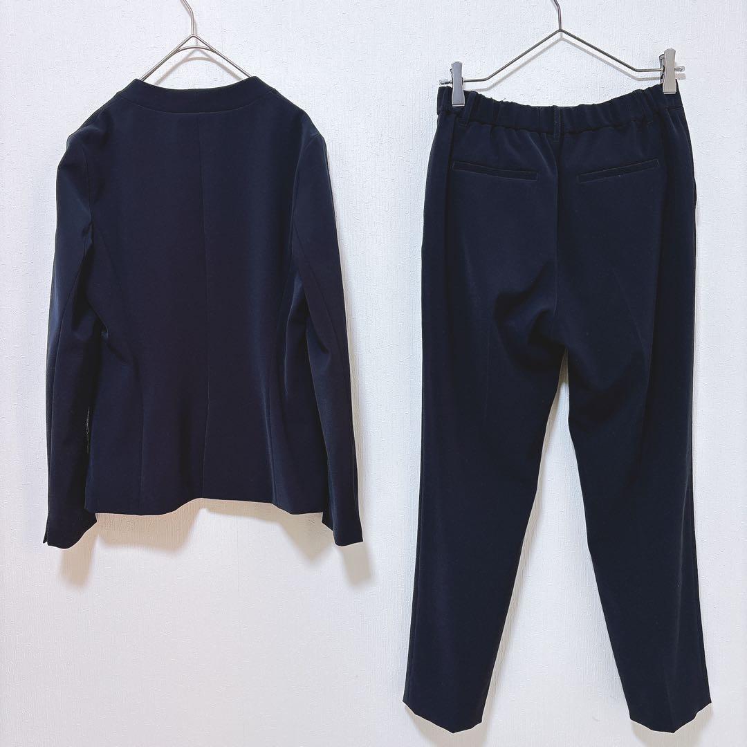 ゆに【インディヴィ】美品 ノーカラー パンツスーツ フォーマル