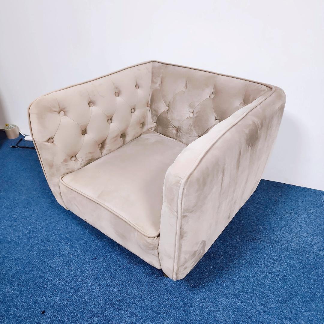 【高級】ⅬOWYA ロウヤ 1人掛けソファ ベルベット調　エレガント グレー