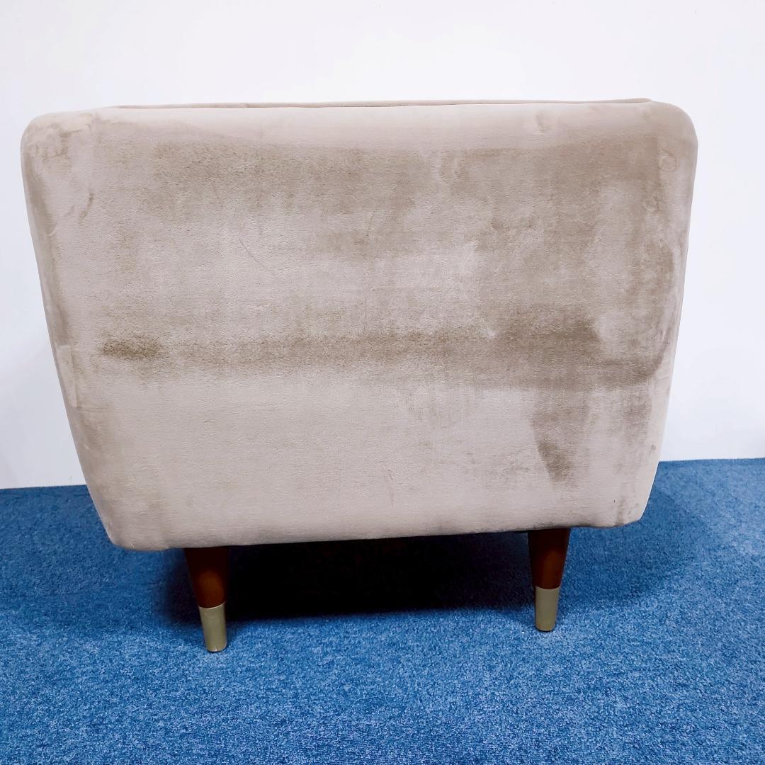 【高級】ⅬOWYA ロウヤ 1人掛けソファ ベルベット調　エレガント グレー