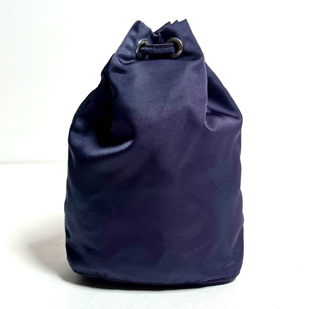 【希少カラー】プラダ 巾着バッグ ポーチ テスートナイロン ドローストリング 紫