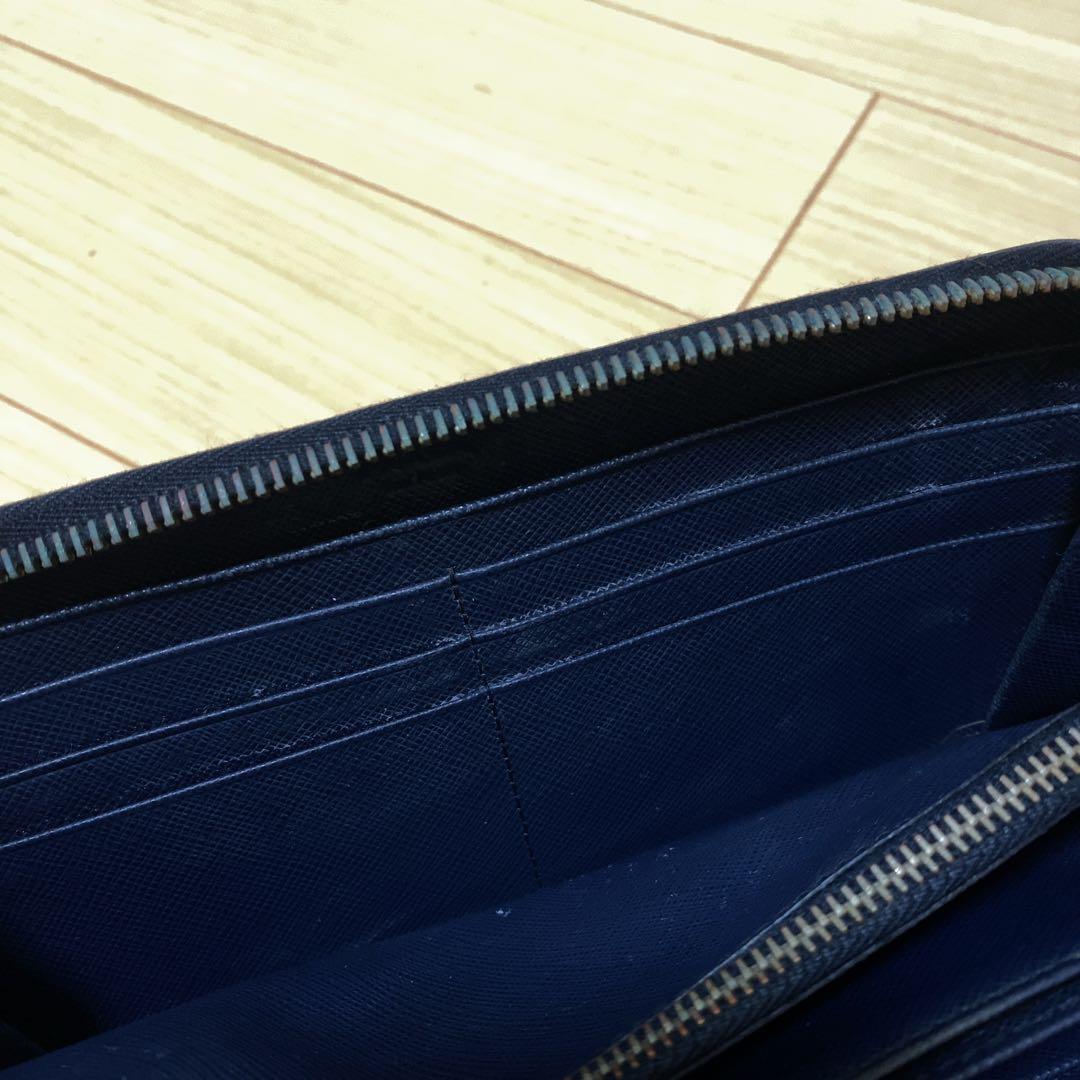 PRADA プラダ バイカラー サフィアーノレザー ラウンドファスナー 長財布