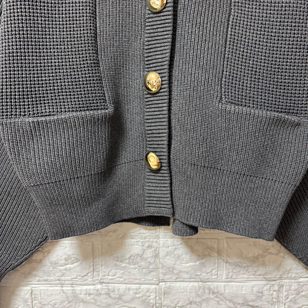 【美品】ADAM ET ROPÉ BIGボタンニットカーディガンF グレー