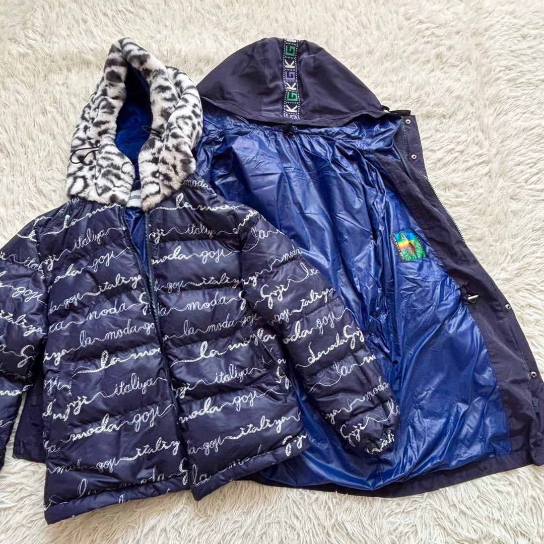 美品 伊太利屋 3WAY ダウンコート インナーダウン Mサイズ 紺 近年モデル