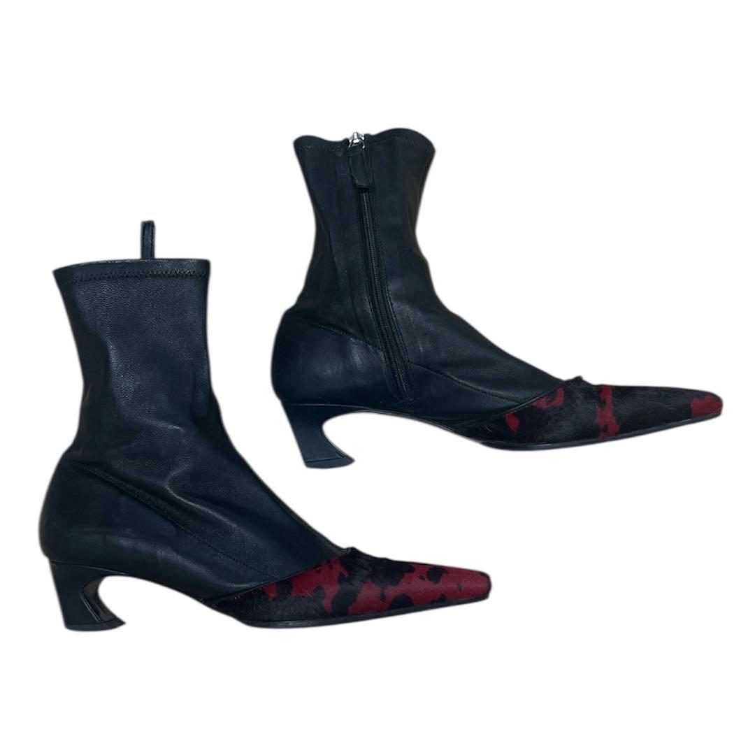 Acne studios ショートブーツ　ハラコ　レザー