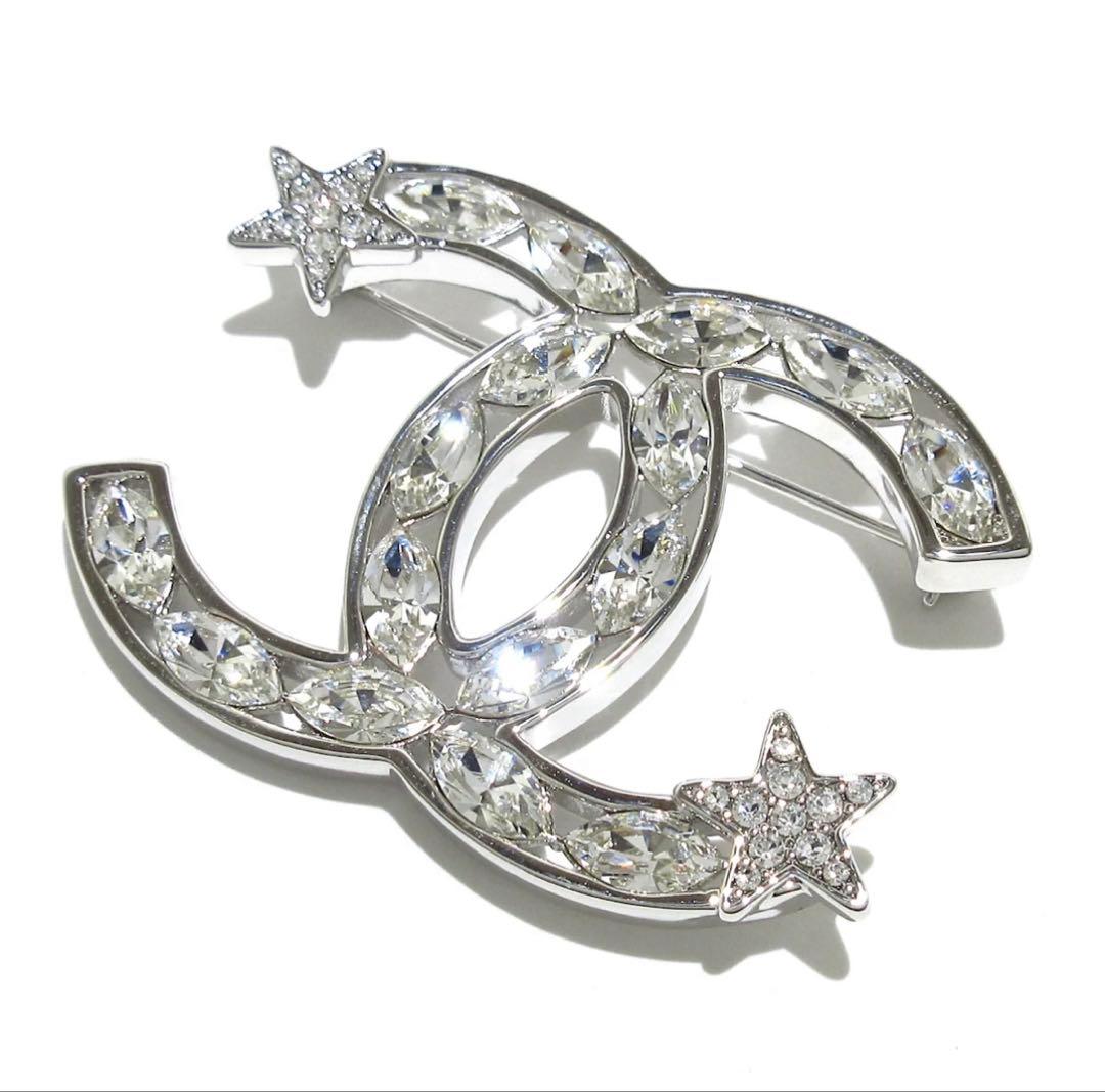 【約14万超】　シャネル　CHANEL ラインストーンブローチ