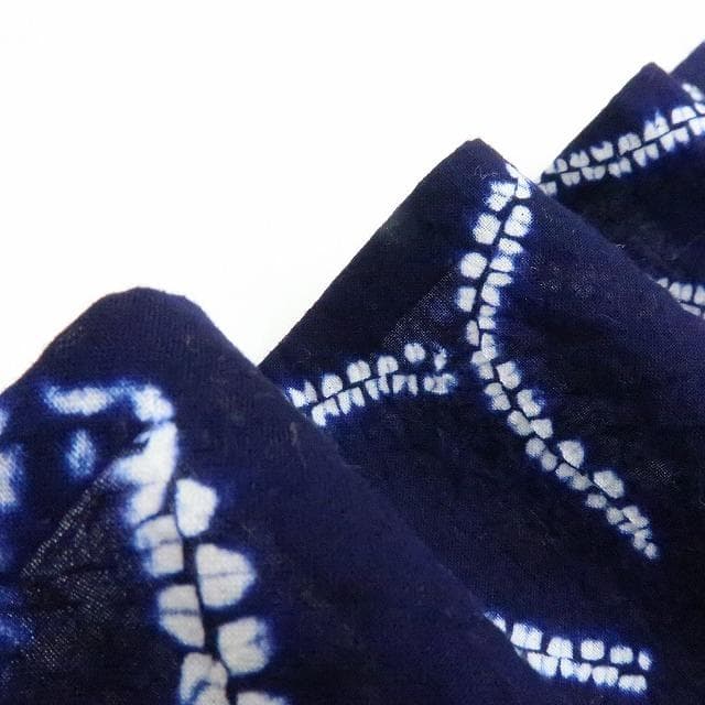 Y3271◆美品 洗える夏着物 有松鳴海絞り 綿 手縫い仕立て 麻の葉 高級浴衣