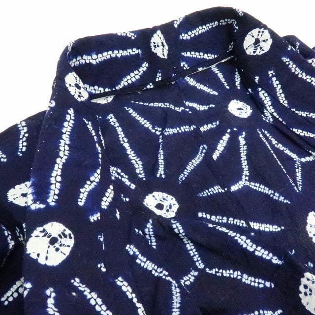 Y3271◆美品 洗える夏着物 有松鳴海絞り 綿 手縫い仕立て 麻の葉 高級浴衣