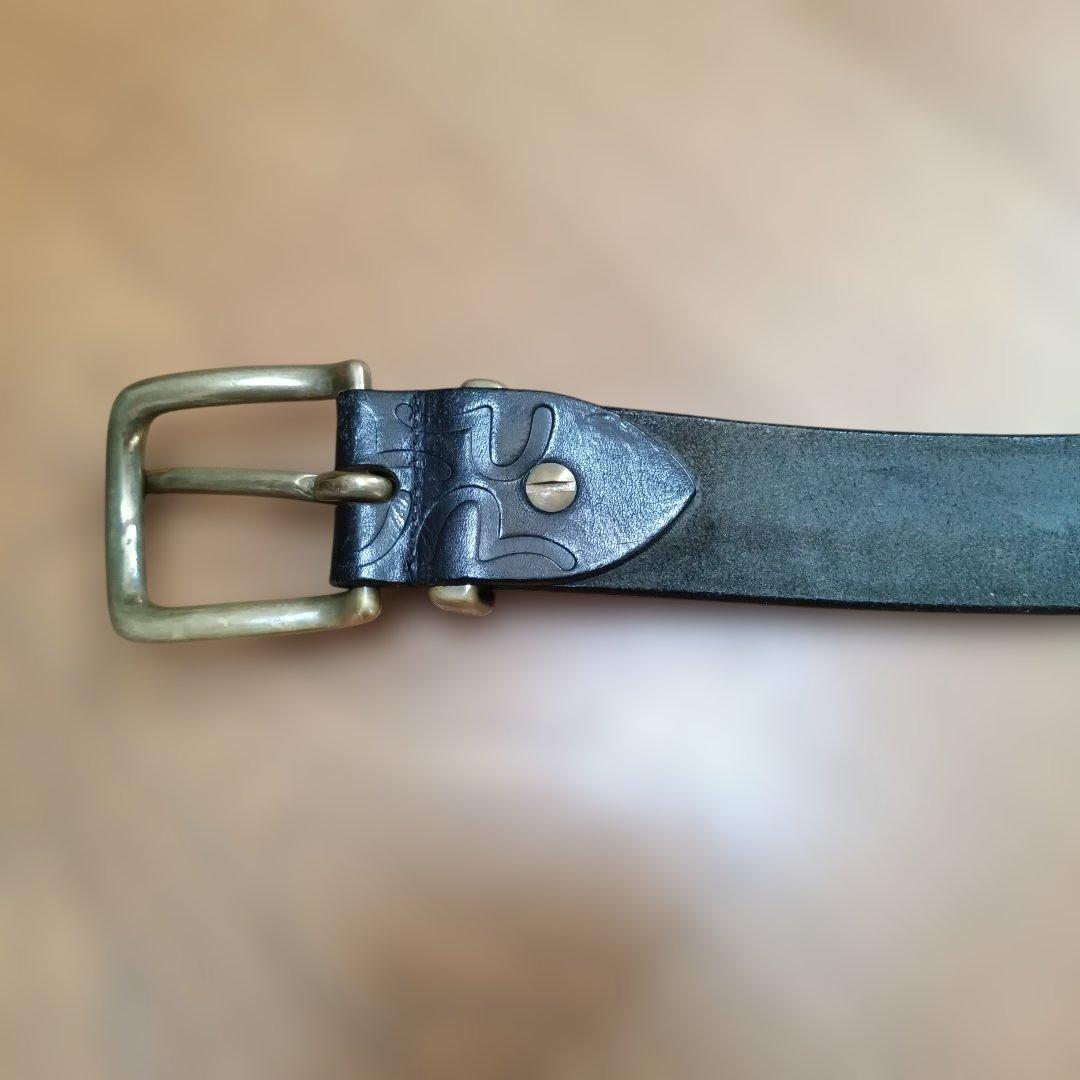 エビス カモメ 型押し 黒 レザーベルト