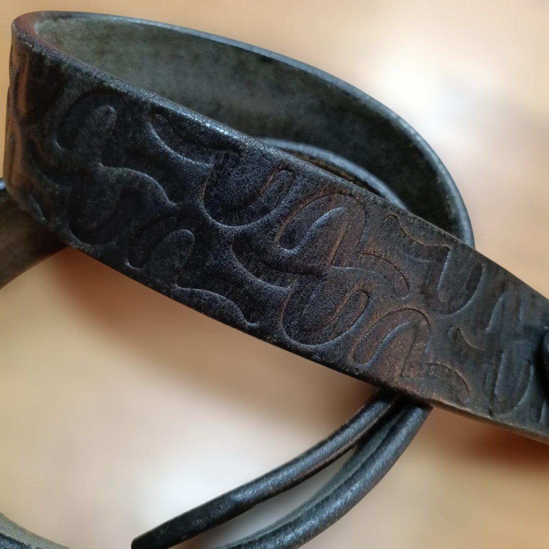 エビス カモメ 型押し 黒 レザーベルト